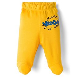 Babyhug Cotton Knit Full Length Bootie Leggings With Nautical Theme Print Pack Of 3 - Yellow & Navy Blue