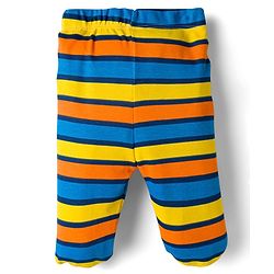 Babyhug Cotton Knit Full Length Bootie Leggings With Nautical Theme Print Pack Of 3 - Yellow & Navy Blue