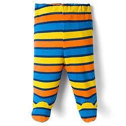 Babyhug Cotton Knit Full Length Bootie Leggings With Nautical Theme Print Pack Of 3 - Yellow & Navy Blue