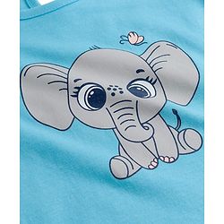 Babyhug 100% Cotton Knit Full Sleeves Elephant Printed T-Shirt - Light Blue
