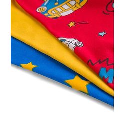 Babyhug Cotton Knit Full Length Bootie Leggings With Vehicle Print Pack Of 3 - Yellow Blue & Red