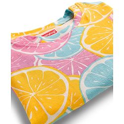 Babyhug Cotton Knit Full Sleeves Co-ords Night Suit With Orange Print - Multicolour
