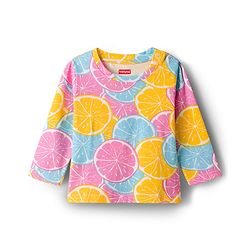 Babyhug Cotton Knit Full Sleeves Co-ords Night Suit With Orange Print - Multicolour