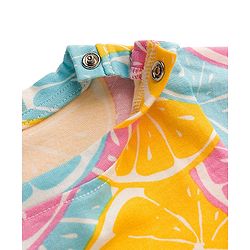 Babyhug Cotton Knit Full Sleeves Co-ords Night Suit With Orange Print - Multicolour