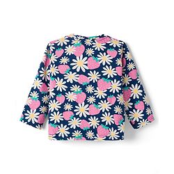 Babyhug Cotton Knit Full Sleeves Co-ords Night Suit With Floral Print - Navy Blue