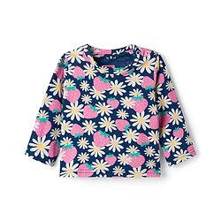 Babyhug Cotton Knit Full Sleeves Co-ords Night Suit With Floral Print - Navy Blue