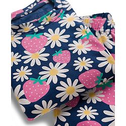 Babyhug Cotton Knit Full Sleeves Co-ords Night Suit With Floral Print - Navy Blue