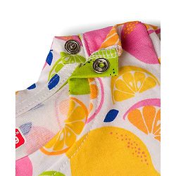 Babyhug Cotton Knit Half Sleeves Co-ords Night Suit With Tropical Theme Print - Yellow