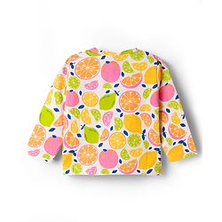 Babyhug Cotton Knit Half Sleeves Co-ords Night Suit With Tropical Theme Print - Yellow