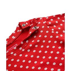 Babyhug Cotton Knit Full Sleeves Co-ords  Night Suit With Polka Dot Print - Red
