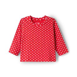 Babyhug Cotton Knit Full Sleeves Co-ords  Night Suit With Polka Dot Print - Red