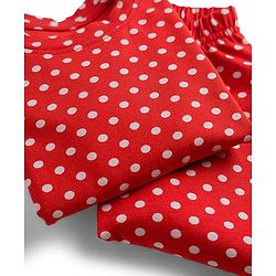 Babyhug Cotton Knit Full Sleeves Co-ords  Night Suit With Polka Dot Print - Red