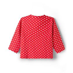 Babyhug Cotton Knit Full Sleeves Co-ords  Night Suit With Polka Dot Print - Red