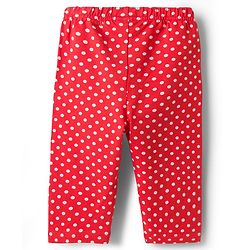 Babyhug Cotton Knit Full Sleeves Co-ords  Night Suit With Polka Dot Print - Red