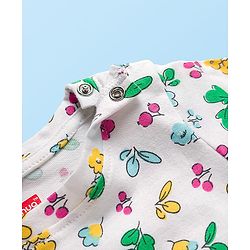 Babyhug Cotton Knit Full Sleeves Co-ords Night Suit With Floral Print - White