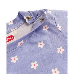 Babyhug Cotton Knit Full Sleeves Co-ords Night Suit With Floral Print - Lavender