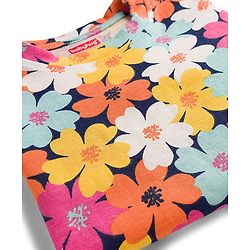 Babyhug Cotton Knit Full Sleeves Co-ords Night Suit With Floral Print - Multicolour
