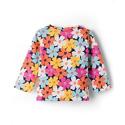 Babyhug Cotton Knit Full Sleeves Co-ords Night Suit With Floral Print - Multicolour