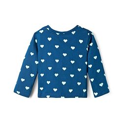 Babyhug Cotton Knit Full Sleeves T-Shirt & Pyjama Co-ord Night Suit With Heart Print - Blue