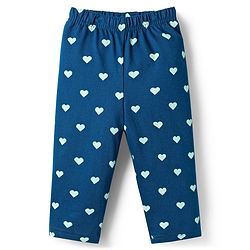 Babyhug Cotton Knit Full Sleeves T-Shirt & Pyjama Co-ord Night Suit With Heart Print - Blue