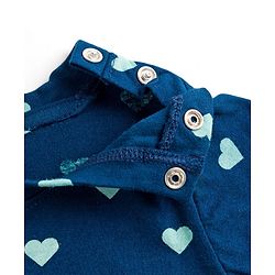 Babyhug Cotton Knit Full Sleeves T-Shirt & Pyjama Co-ord Night Suit With Heart Print - Blue