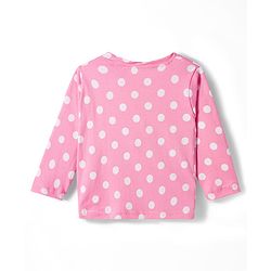Babyhug Cotton Knit Full Sleeves T-Shirt & Pyjama Co-ord Night Suit With Polka Dot Print - Pink