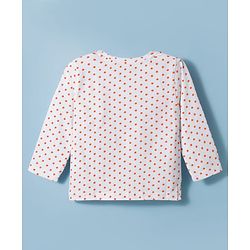 Babyhug Cotton Knit Full Sleeves T-Shirt & Pyjama Co-ord Night Suit With Polka Dot Print - White