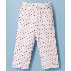 Babyhug Cotton Knit Full Sleeves T-Shirt & Pyjama Co-ord Night Suit With Polka Dot Print - White