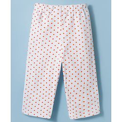 Babyhug Cotton Knit Full Sleeves T-Shirt & Pyjama Co-ord Night Suit With Polka Dot Print - White