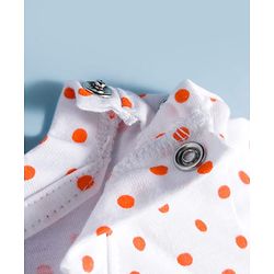 Babyhug Cotton Knit Full Sleeves T-Shirt & Pyjama Co-ord Night Suit With Polka Dot Print - White