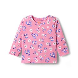 Babyhug Cotton Knit Full Sleeves T-Shirt & Pyjama Co-ord Night Suit With Floral Print - Pink