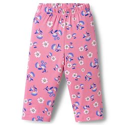 Babyhug Cotton Knit Full Sleeves T-Shirt & Pyjama Co-ord Night Suit With Floral Print - Pink