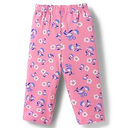 Babyhug Cotton Knit Full Sleeves T-Shirt & Pyjama Co-ord Night Suit With Floral Print - Pink
