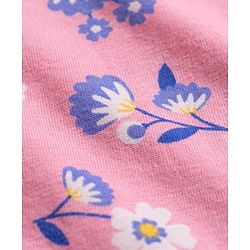 Babyhug Cotton Knit Full Sleeves T-Shirt & Pyjama Co-ord Night Suit With Floral Print - Pink