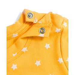 Babyhug Cotton Knit Full Sleeves T-Shirt & Pyjama Co-ord Night Suit With Star Print - Yellow
