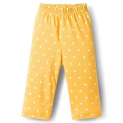 Babyhug Cotton Knit Full Sleeves T-Shirt & Pyjama Co-ord Night Suit With Star Print - Yellow