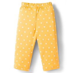 Babyhug Cotton Knit Full Sleeves T-Shirt & Pyjama Co-ord Night Suit With Star Print - Yellow