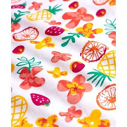 Babyhug Cotton Knit Full Sleeves T-Shirt & Pyjama Co-ord Night Suit With Floral & Fruit Print - White
