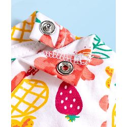 Babyhug Cotton Knit Full Sleeves T-Shirt & Pyjama Co-ord Night Suit With Floral & Fruit Print - White