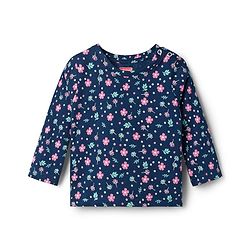 Babyhug Cotton Knit Full Sleeves T-Shirt & Pyjama Co-ord Night Suit With Floral Print - Navy Blue