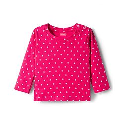 Babyhug Cotton Knit Full Sleeves T-Shirt & Pyjama Co-ord Night Suit With Polka Dot Print - Red