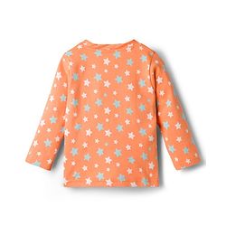 Babyhug Cotton Knit Full Sleeves T-Shirt & Pyjama Co-ord Night Suit With Star Print - Orange