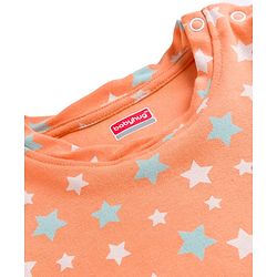 Babyhug Cotton Knit Full Sleeves T-Shirt & Pyjama Co-ord Night Suit With Star Print - Orange