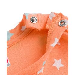 Babyhug Cotton Knit Full Sleeves T-Shirt & Pyjama Co-ord Night Suit With Star Print - Orange