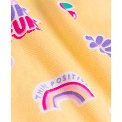 Babyhug Cotton Knit Full Sleeves T-Shirt & Pyjama Co-ord Night Suit With Floral & Rainbow Print - Yellow