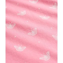 Babyhug Cotton Knit Full Sleeves T-Shirt & Pyjama Co-ord Night Suit With Butterfly Print - Pink
