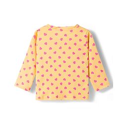 Babyhug Cotton Knit Full Sleeves T-Shirt & Pyjama Co-ord Night Suit With Heart Print - Yellow