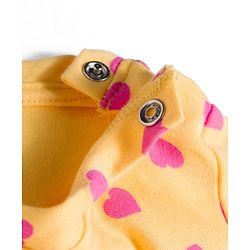 Babyhug Cotton Knit Full Sleeves T-Shirt & Pyjama Co-ord Night Suit With Heart Print - Yellow