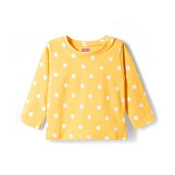 Babyhug Cotton Knit Full Sleeves T-Shirt & Pyjama Co-ord Night Suit With Polka Dot Print - Yellow