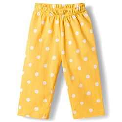 Babyhug Cotton Knit Full Sleeves T-Shirt & Pyjama Co-ord Night Suit With Polka Dot Print - Yellow